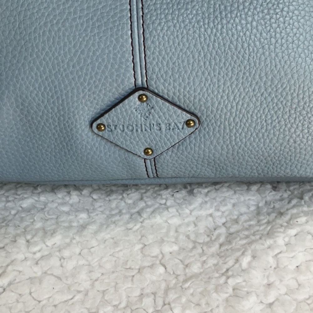 St. John's Bay Blue and Brown Leather Tote - Picture 2 of 9